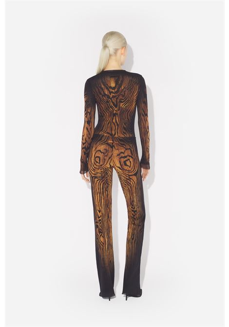 pantaloni mesh printed wood donna neri e marroni JEAN PAUL GAULTIER | 25/03-W-TR020-M002P0060